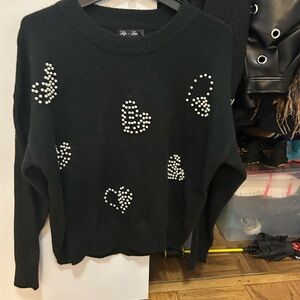 Black sweater with pearls.  Size medium.  NWT.
